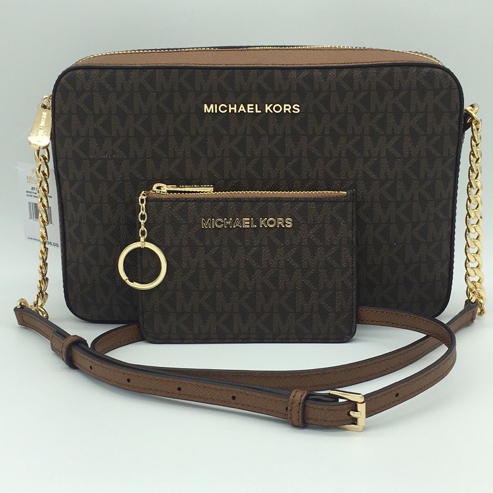 MICHAEL KORS LG EW CROSSBODY Bag&Coinpouch Brown - Picture 1 of 8